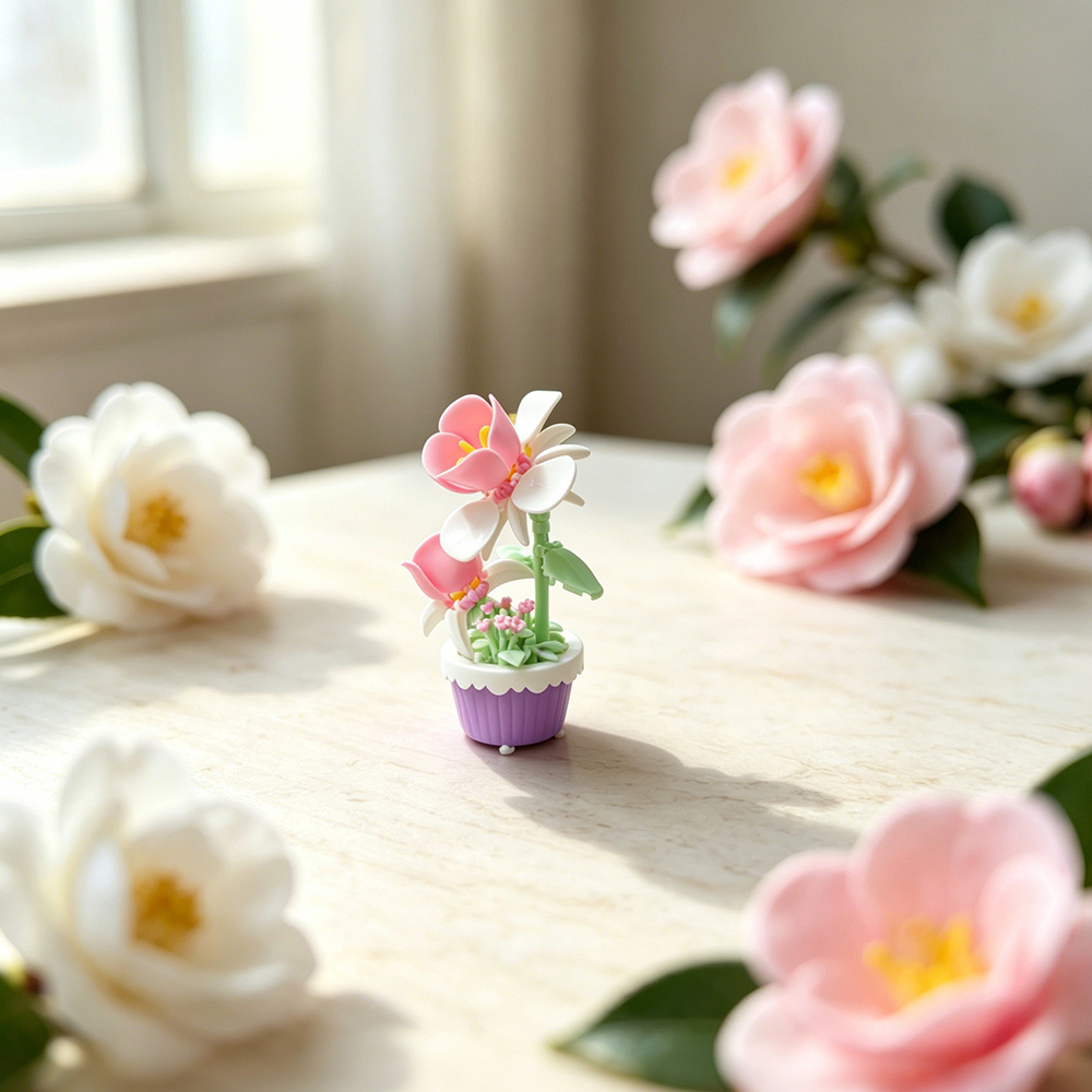 Camellia Plant Potted Building Block Flower Series